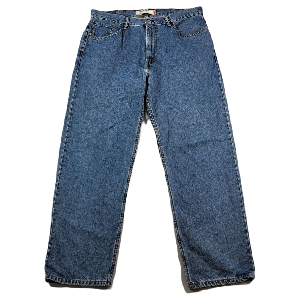 Levis 505 Jeans Mens 36x29 Blue Light Wash American Denim Straight Work - Picture 1 of 12